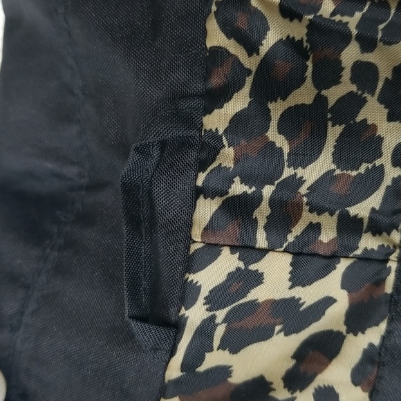 Capelli Womens Black With Leopard Print Lining Longsleeve Button Up Raincoat - Picture 11 of 16